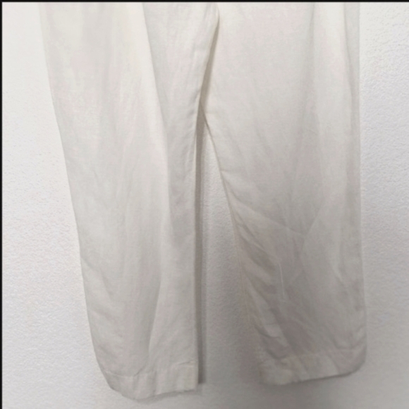 H&M White Linen Blend Paperbag Waist Pants Size 10 - Picture 9 of 11